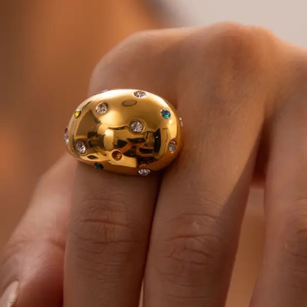 Ring -  gold bubble with beautiful color stones